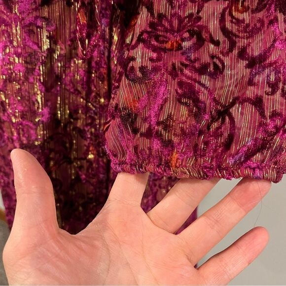 Loft burned velvet fake wrap long sleeve mini dress size 4 - Picture 5 of 13